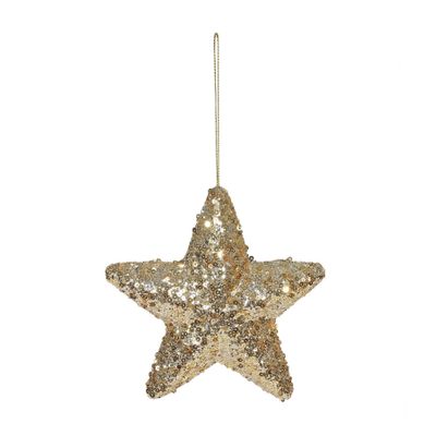 Gold Glittered Star Hanger 15cm