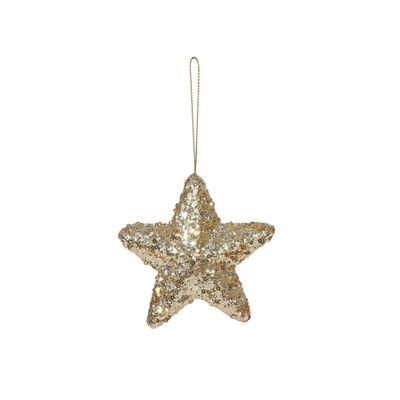 Gold Glittered Star Hanger 12cm