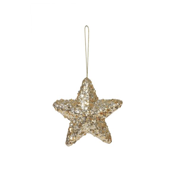 Gold Glittered Star Hanger 12cm
