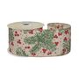 Natural green spruce and red berry ribbon 63mm x 10 yrds