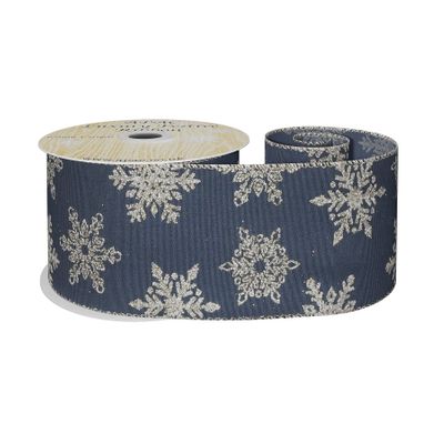 Navy with Gold glitter snowflake w/e 63mm x 10yd