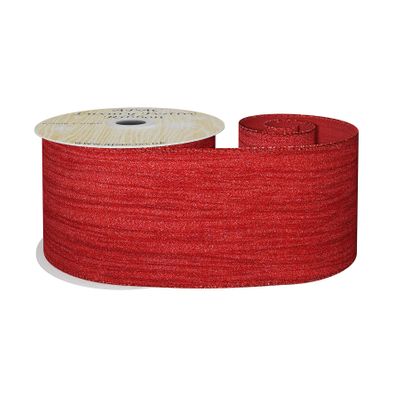 Red Metallic crinkle ribbon w/e 63mm x 10yd