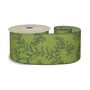 Green ribbon with glitter leaf w/e 63mm x 10yd