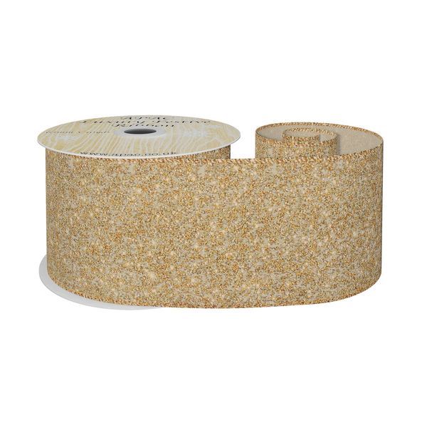 gold glitter ribbon  w/e 63mm x 10yd 