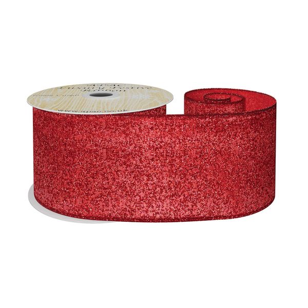 red glitter ribbon w/e 63mm x 10yd 