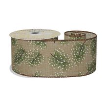 Natural Green Snowy Spruce Wired Edge Ribbon 63mm x 10yds