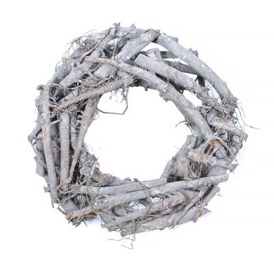 36cm Round Grey Washed  Twig Wreath  (12)