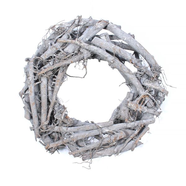 36cm Round Grey Washed  Twig Wreath  (12)