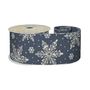 63mm x 10yds Dark Blue W/Silver Snowflakes