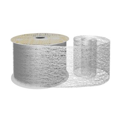 63mm x 10yds Silver Metallic Webbing  Ribbon (6/72)