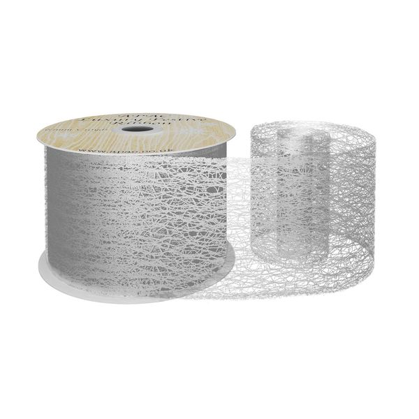 63mm x 10yds Silver Metallic Webbing  Ribbon (6/72)