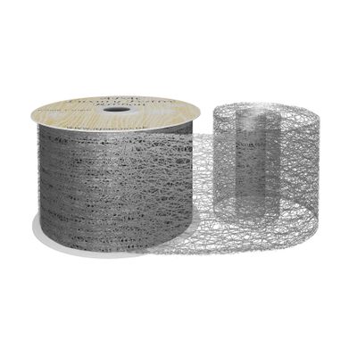 63mm x 10yds Blk/Silver Metallic Webbing  Ribbon (6/72)