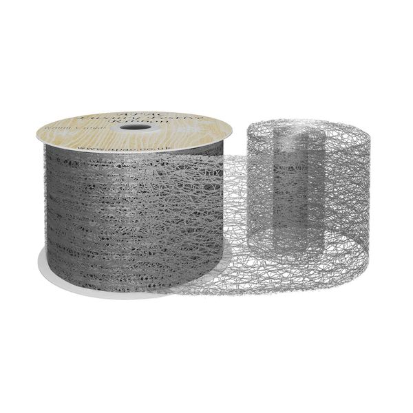 63mm x 10yds Blk/Silver Metallic Webbing  Ribbon (6/72)