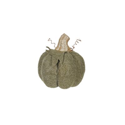 Green Felt Pumpkin With Glitter Stem Dia 11cm 