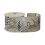 Natural Ribbon With Gold Reindeer and Musical Notes 63mm x 10yd