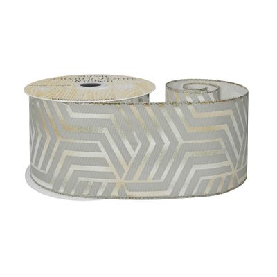 Gold Geometric patterned Ribbon 63mm x 10yd