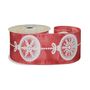 Red Satin Ribbon with Snowflake Bauble Print- White  63mm x 10yd