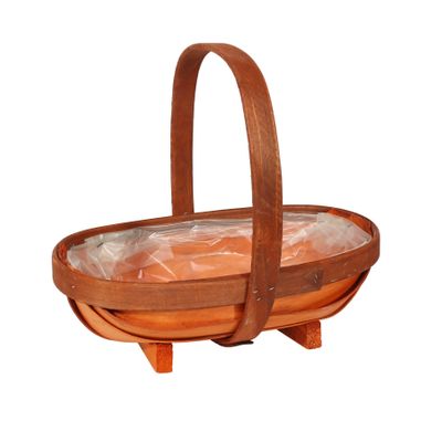 Stained Softwood Trug W/Handle + Feet (20)