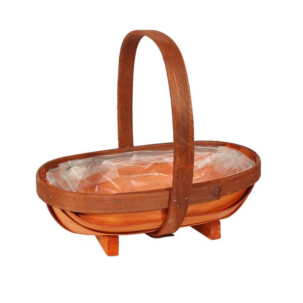Stained Softwood Trug W/Handle + Feet (20)