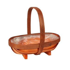 Stained Softwood Trug W/Handle + Feet (20)