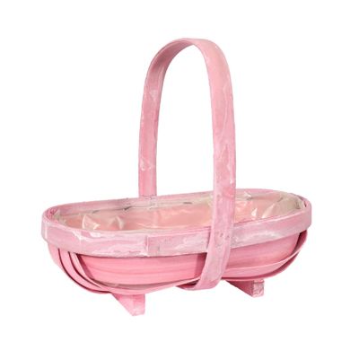 Pink Softwood Trug W/Handle + Feet (20)