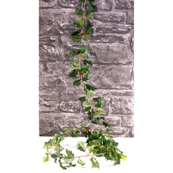 Holly Garland green 180cm x128lvs/10 berries (6/60)