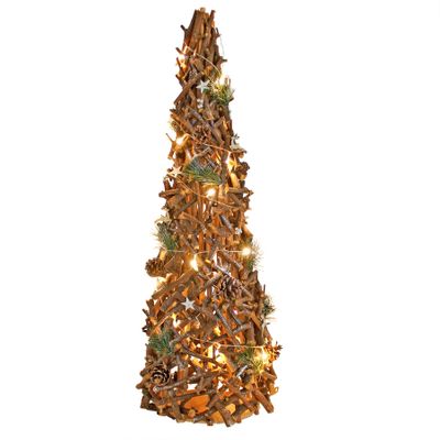 Wooden Decorative Christmas Twig Tree with Lights (100cm)