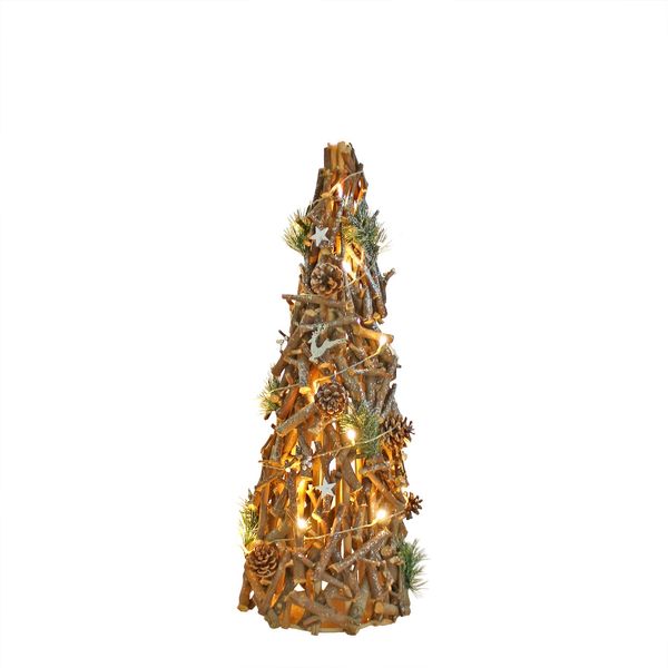 Wooden Decorative Christmas Twig Tree with Lights (80cm)