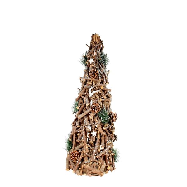 Wooden Decorative Christmas Twig Tree with Lights (80cm)