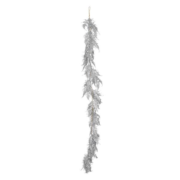 Glitter Asparagus Fern leaf garland Silver 180cm