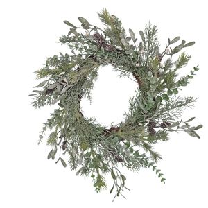 Pine and misletoe frosted wreath