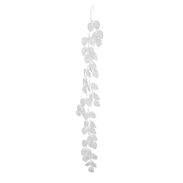 Glitter Leaf garland white 150cm