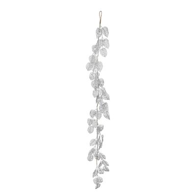 Glitter Leaf garland Silver 150cm 