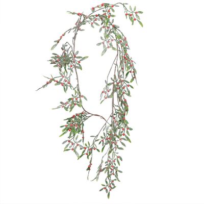 frosted red berry misletoe garland 180cm