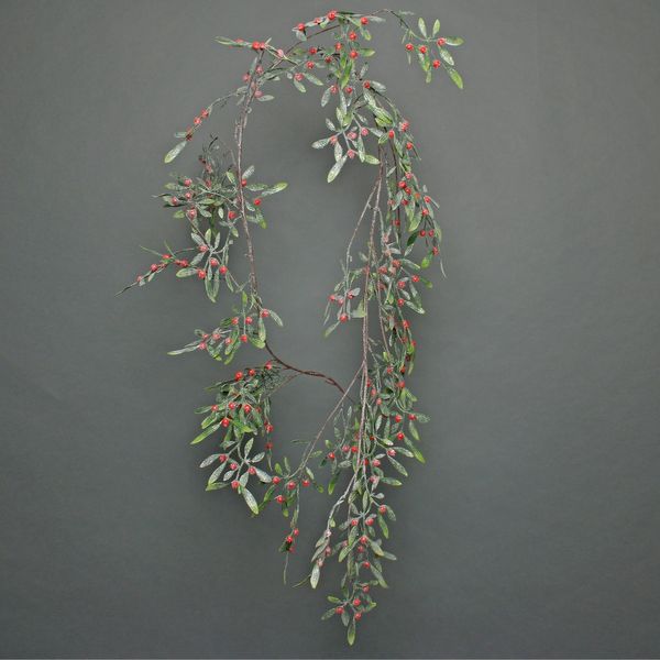 frosted red berry misletoe garland 180cm