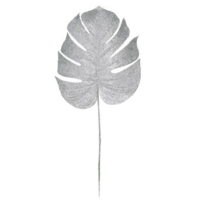Glitter Monstera leaf Lrg Silver 