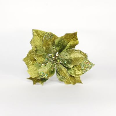 Poinsettia W/Clip-GREEN XMA6193