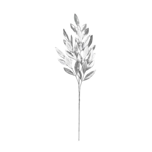 Metallic Laurel Leaf spray Silver