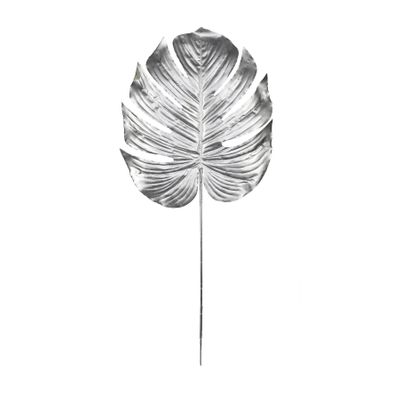 Metallic Monstera leaf Lrg Silver 
