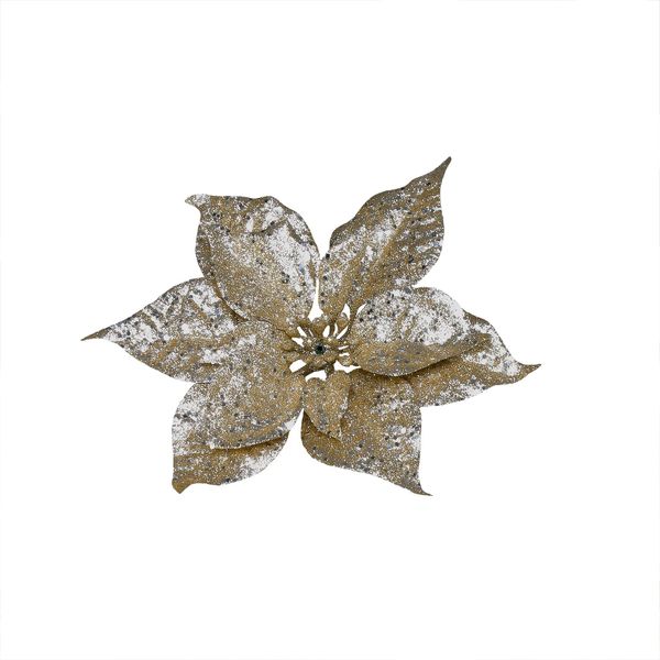 Glitter poinsettia pick Gold 