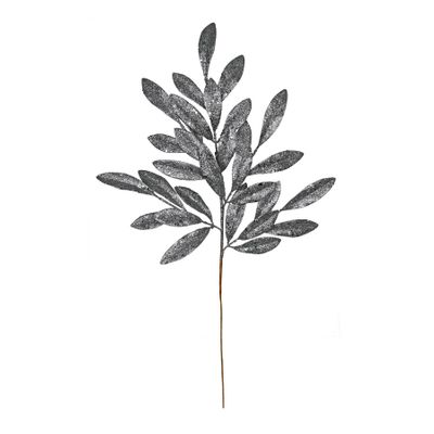 Glitter bay leaf spray Pewter