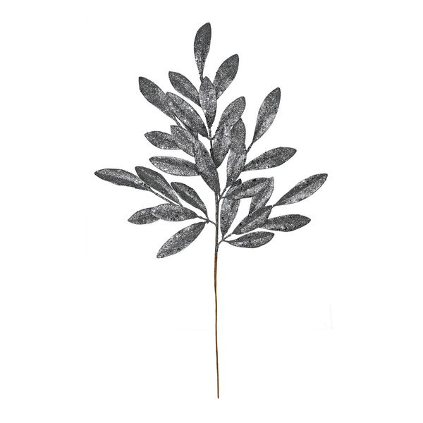 Glitter bay leaf spray Pewter