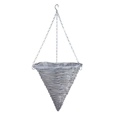 12" Cone Woodhouse Hanging Basket - Grey Wash