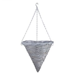 12" Cone Woodhouse Hanging Basket - Grey Wash