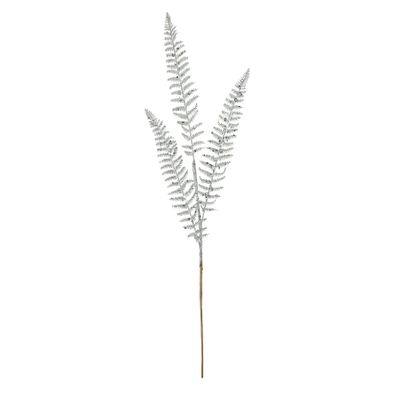 Glitter 3 leaf palm silver stem