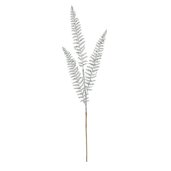 Glitter 3 leaf palm silver stem