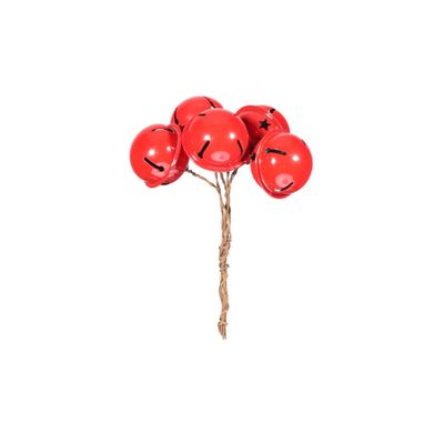 3cm Bells on wire x 6 Red