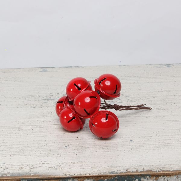 3cm Bells on wire x 6 Red