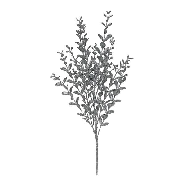 Glitter boxwood spray  Pewter