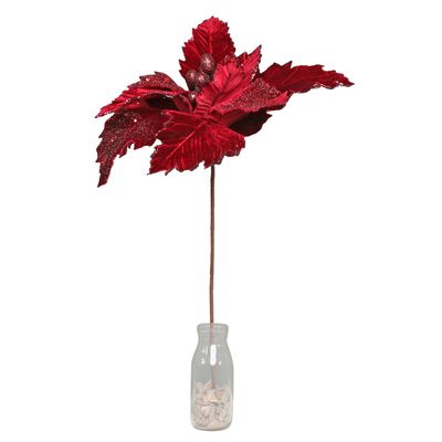 Poinsettia Pick Velvet Burgundy Large